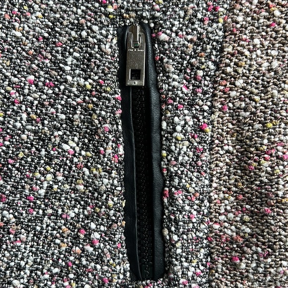 RAG & BONE Hart Tweed Biker Moto Jacket Pink/Ivory/Black,  Leather Trim, Med. - Picture 10 of 13